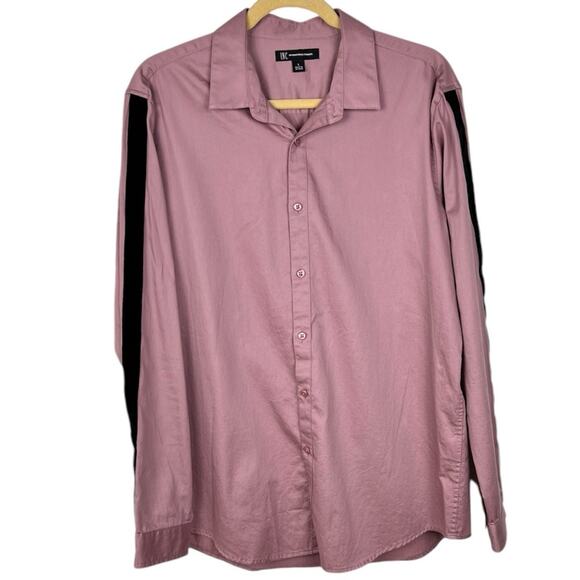 INC Mauve Pink Long Sleeve Button Up Shirt L Velvet Stripe Special Occasion - Picture 1 of 5